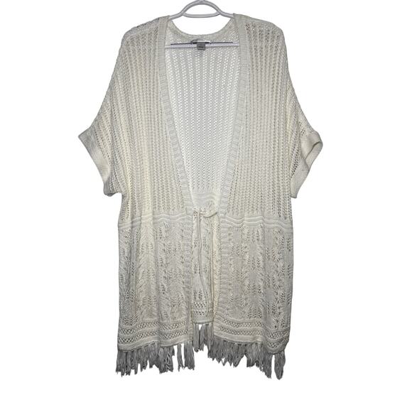 CJ Banks knit fringe open sweater cardigan womens 2X cottagecore fairy boho - Picture 1 of 8